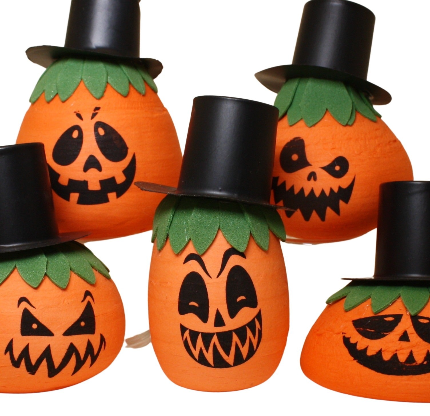 Halloween Jack-O-Lanterns - Decorated Spun Cotton  - 218-0165