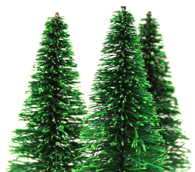 Bottle Brush Trees - 3" - 4 Pcs Set -  (218-0255)