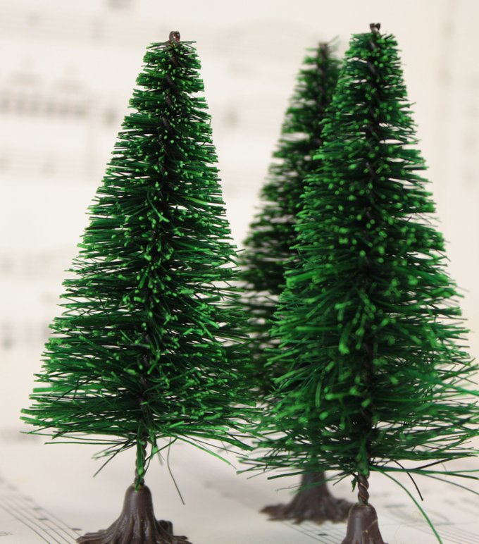 Bottle Brush Trees - 3" - 4 Pcs Set -  (218-0255)