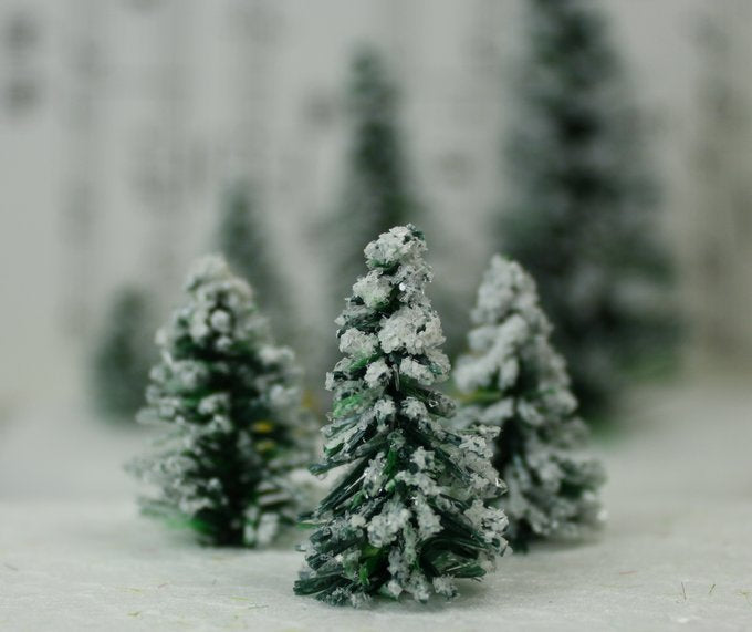 Snowy Evergreen Tree - 1" - Set of 5 - 218-0401