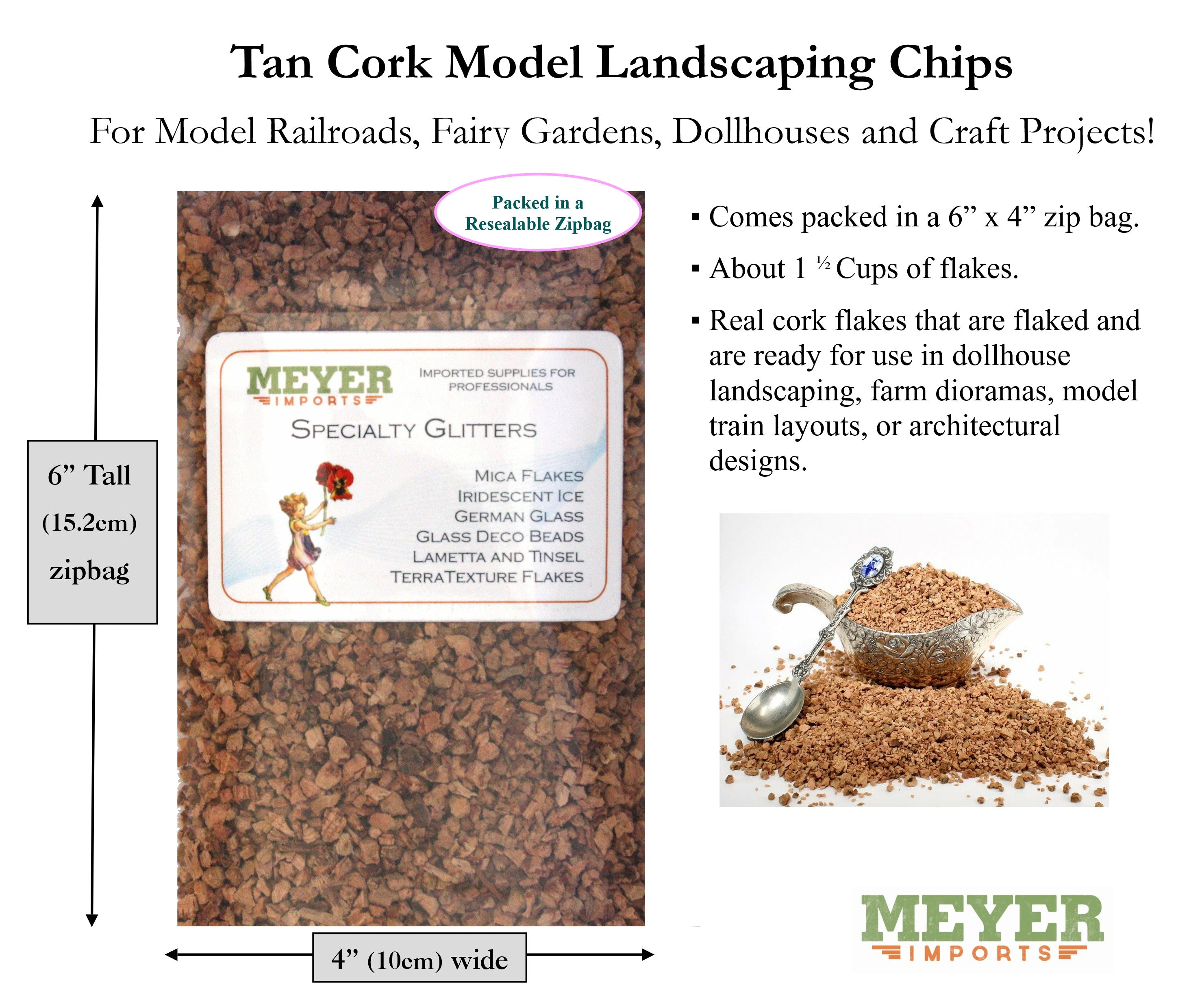 Brown (Tan) Cork Chips - 1oz ZipBag - Model Scenery - 311-0054