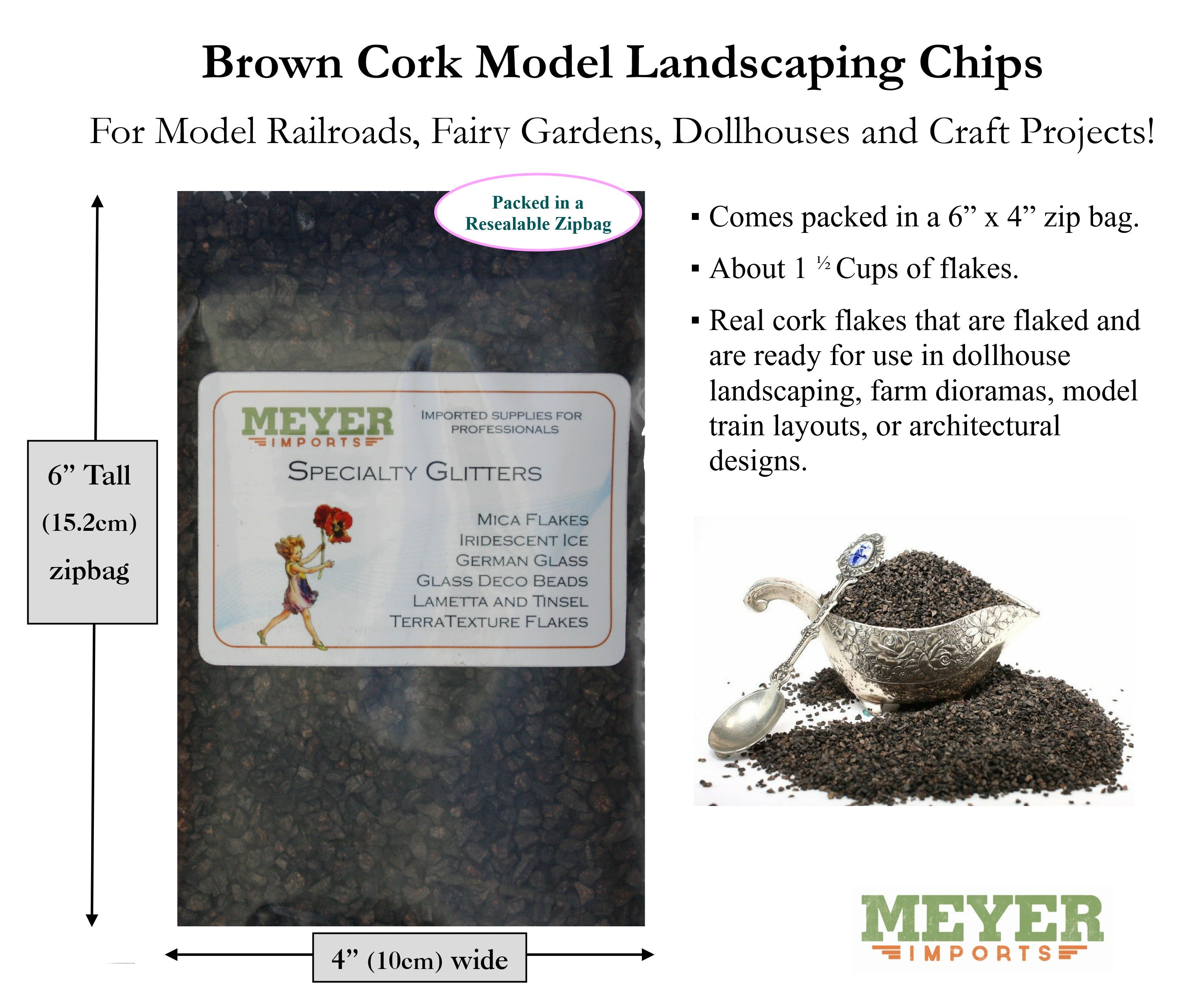 Brown Cork Chips - 1oz ZipBag - Model Scenery - 311-0055