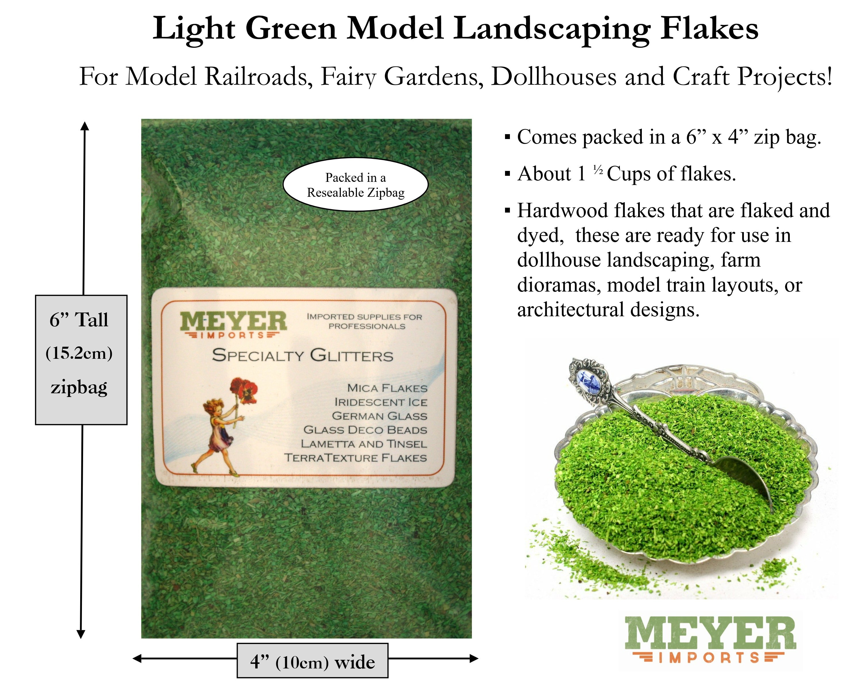 Green (Light Green) Wood Scenery Flakes - 2oz Zipbag - 311-0740