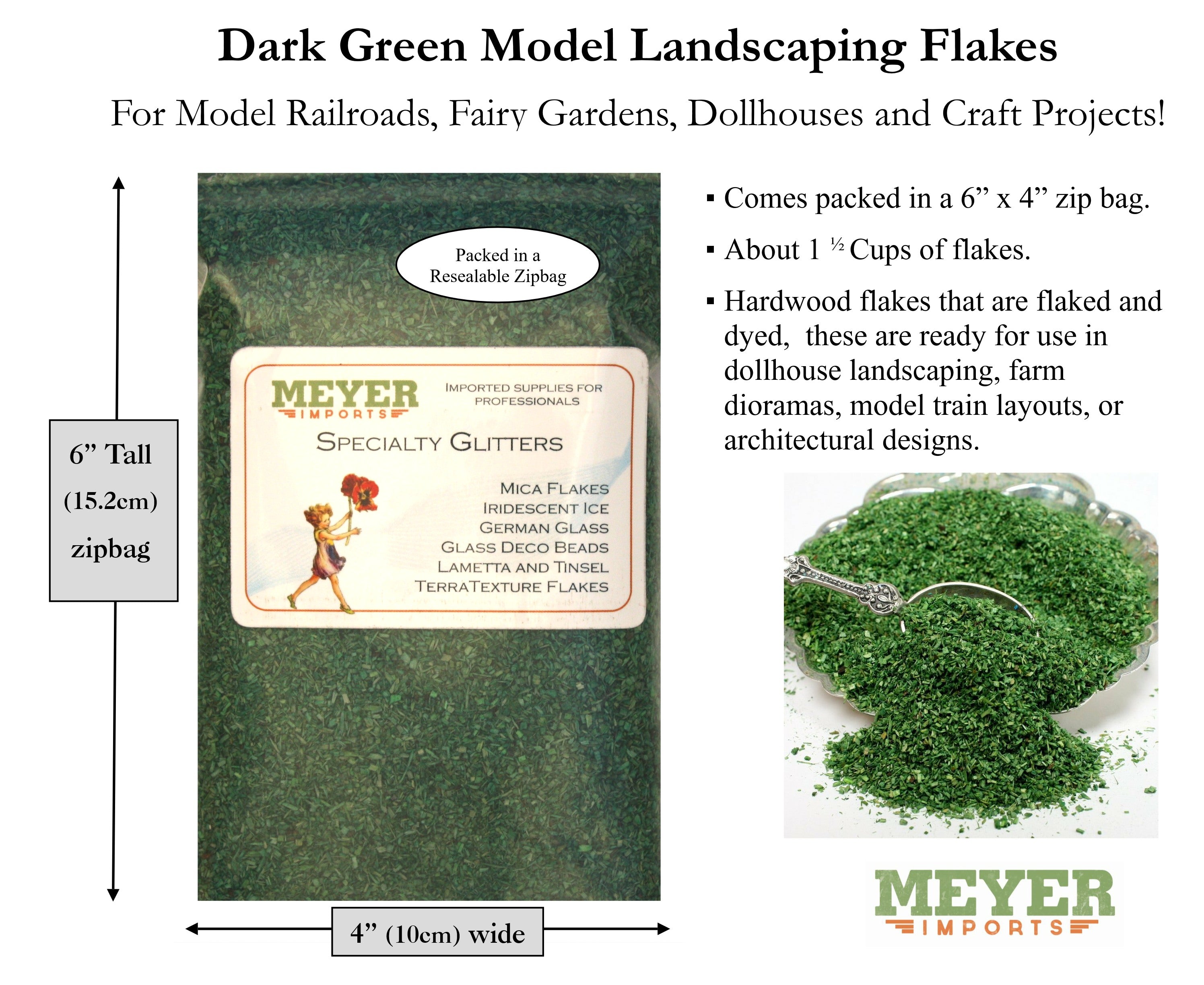 Green (Dark Green) Wood Scenery Flakes - 2oz Zipbag - 311-0741