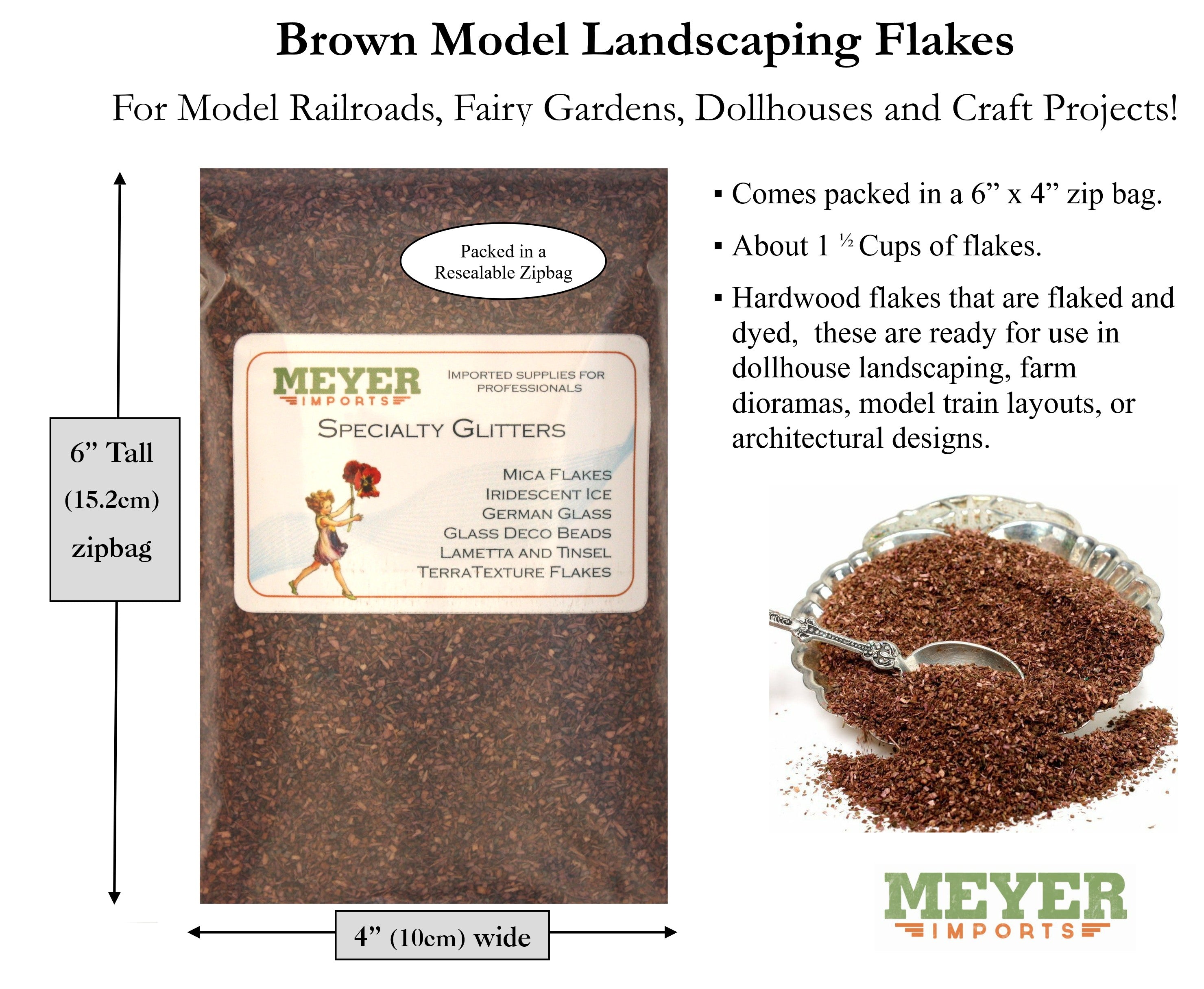 Brown Real Wood Model Scenery Flakes - 2oz Zipbag - 311-0745