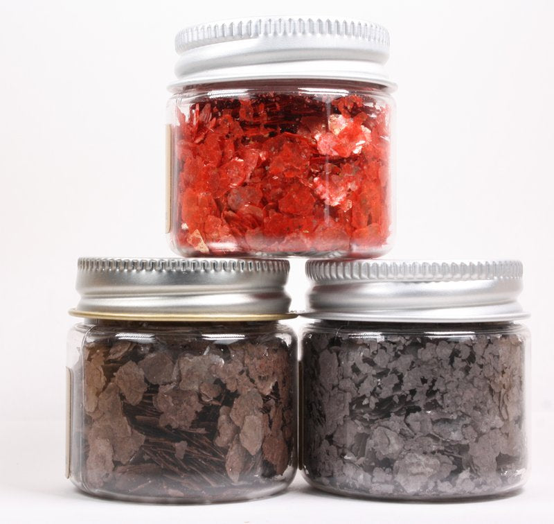 * Bright Red, Slate Gray, Nutmeg Brown Mica Flakes - 311-M-0704