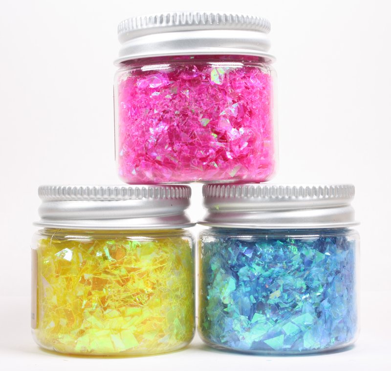 * Blue, Pink, Yellow Iridescent Ice Flakes Set -  311-M-0714