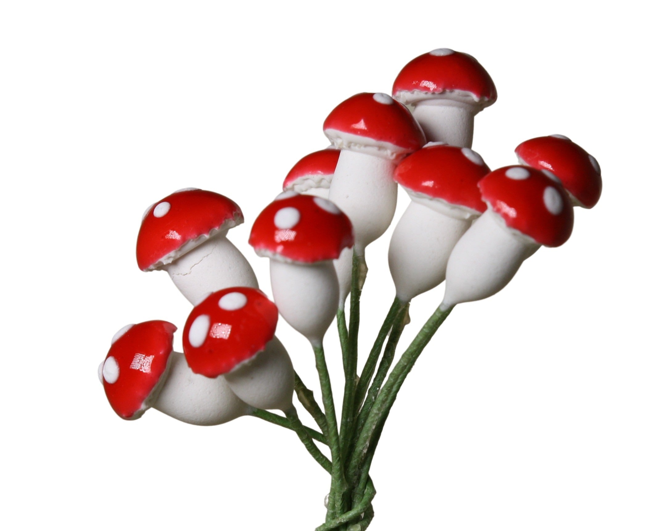 Red - Plaster - Small Mushrooms - Set of 10 - 3/8" - 703-0810