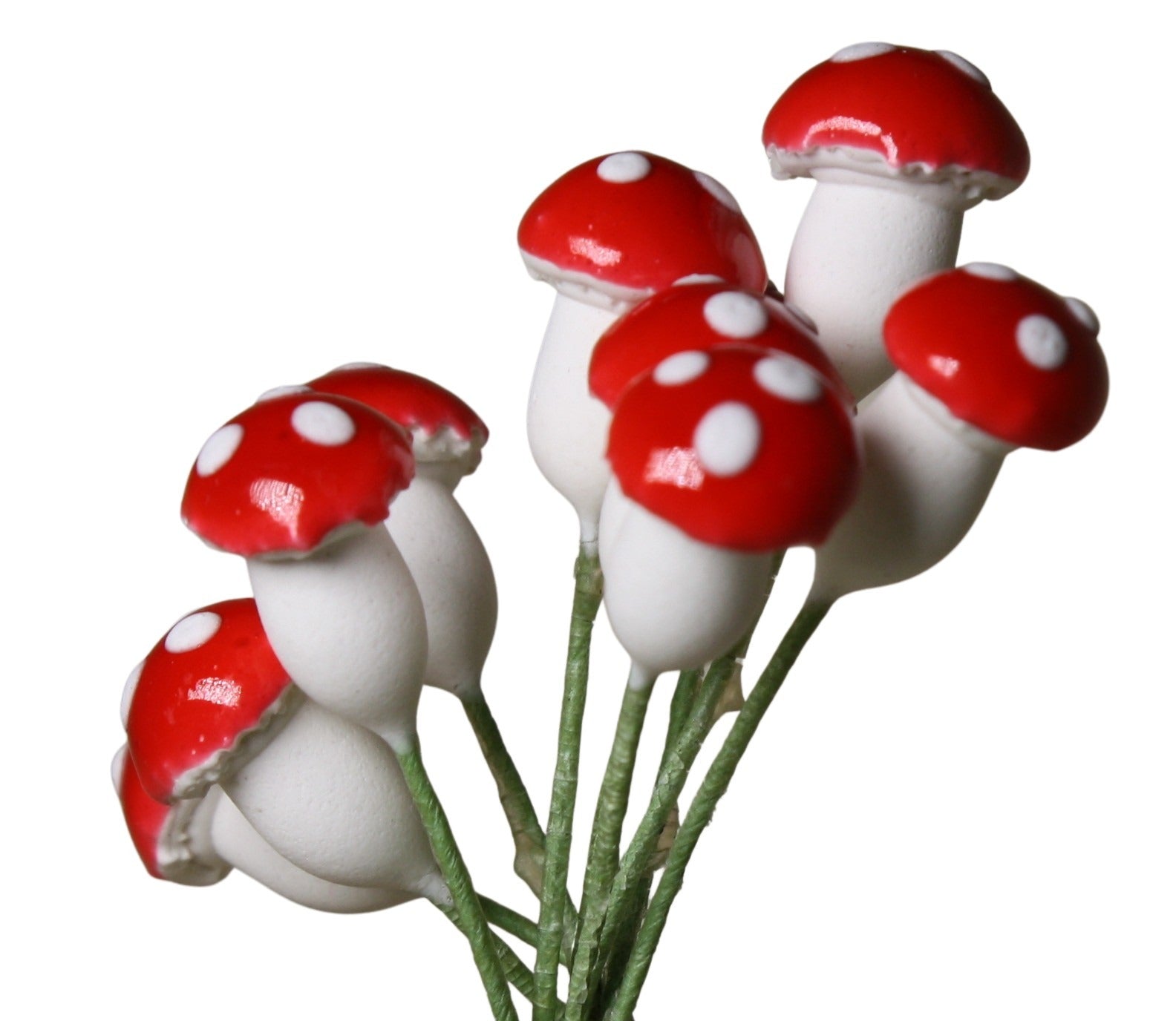 Red - Plaster - Small Mushrooms - Set of 10 - 3/8" - 703-0810