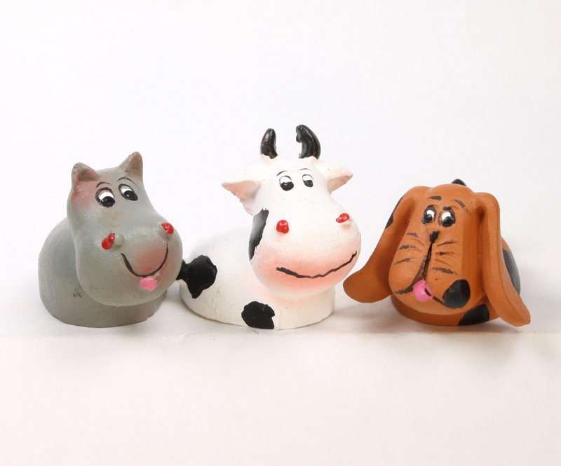 Dog, Cow, Hippo - 1" Wacky Animals - 804-3750