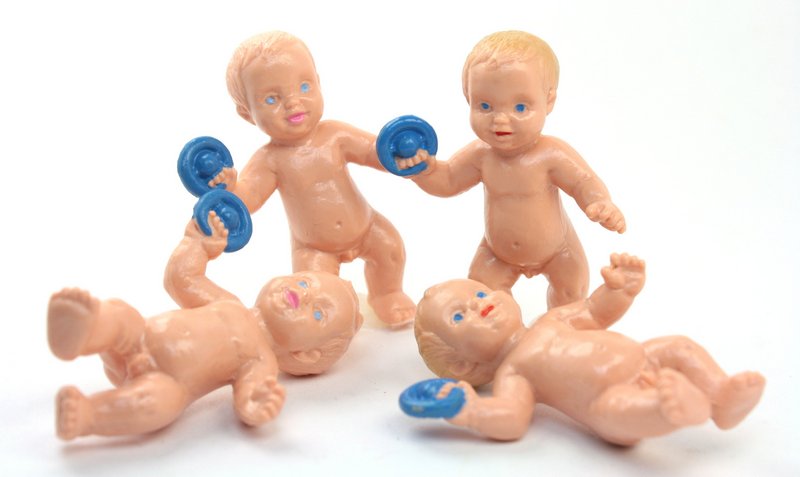 Bully Babies - Blue Rattle -  Set of 4 - German - IV3-2561