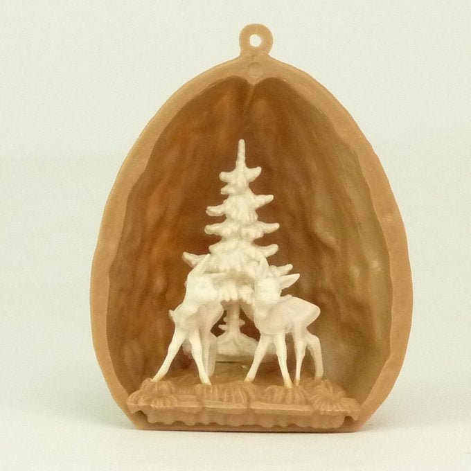 Walnut Shell with Two Deer - 203-3-137C