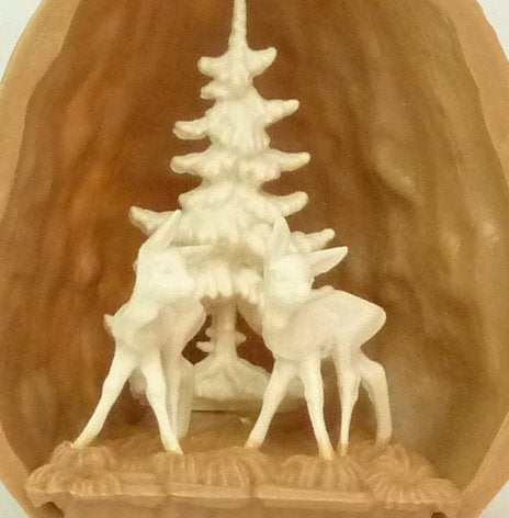 Walnut Shell with Two Deer - 203-3-137C