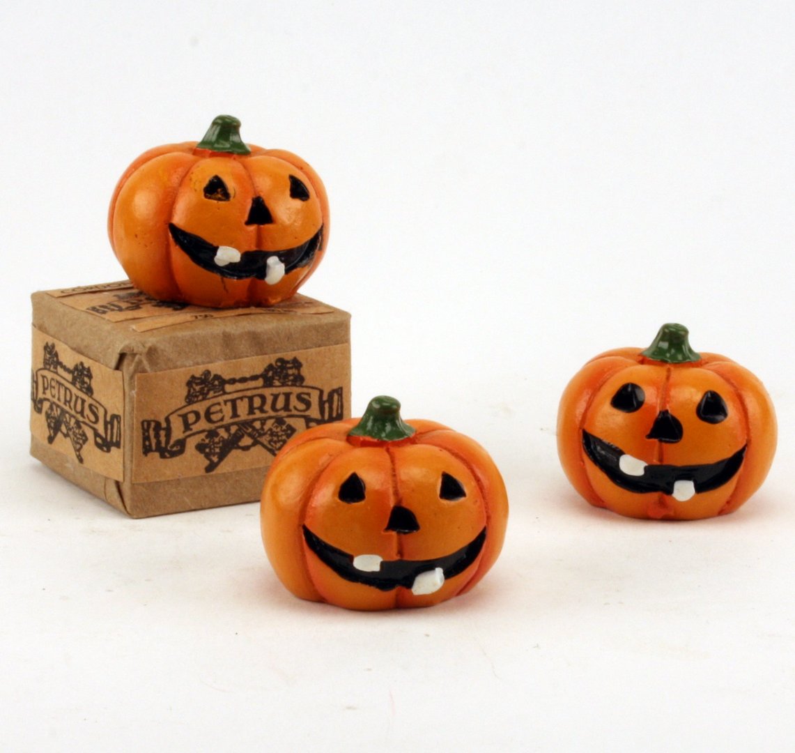 Jack-O-Lantern Pumpkins- 1" Dia. - Set of 3 - XC-1208