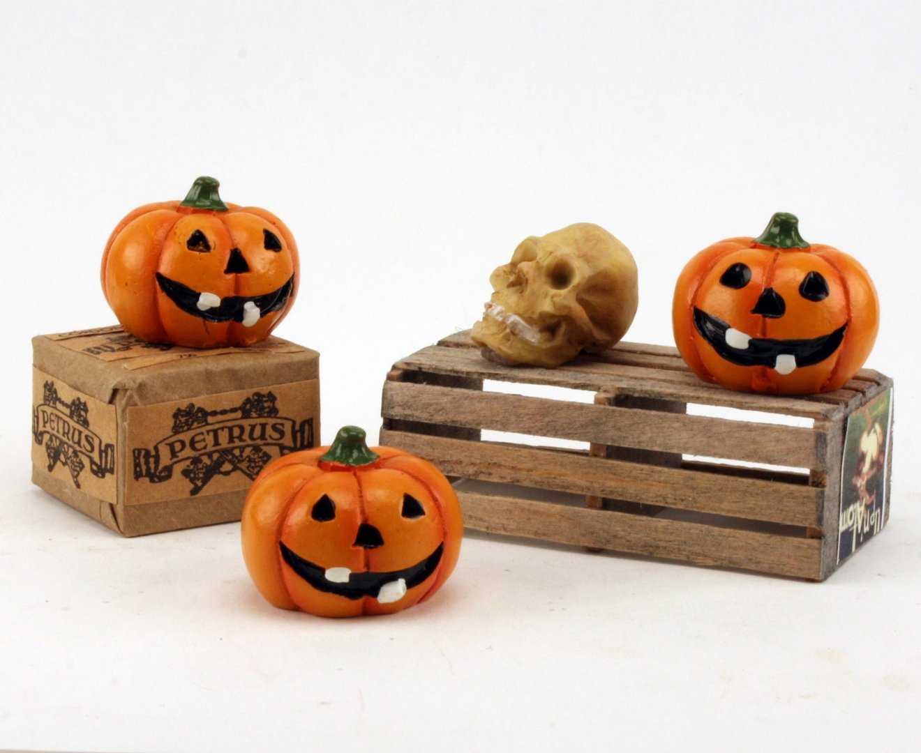 Jack-O-Lantern Pumpkins- 1" Dia. - Set of 3 - XC-1208