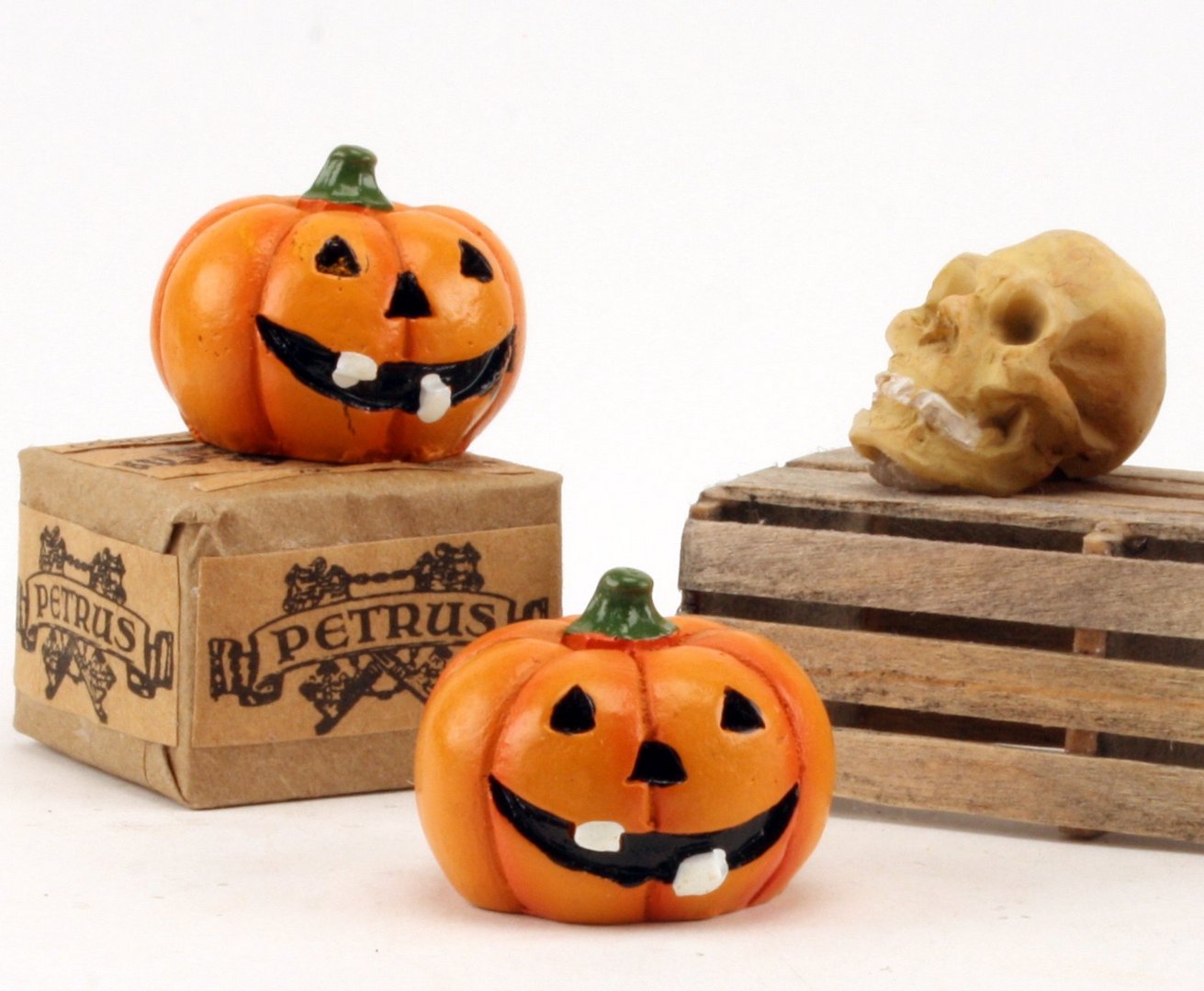 Jack-O-Lantern Pumpkins- 1" Dia. - Set of 3 - XC-1208