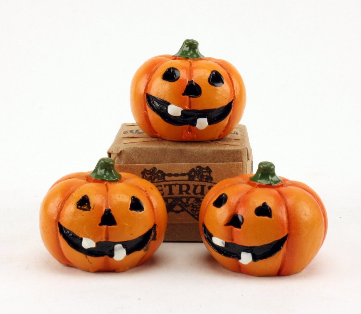 Jack-O-Lantern Pumpkins- 1" Dia. - Set of 3 - XC-1208