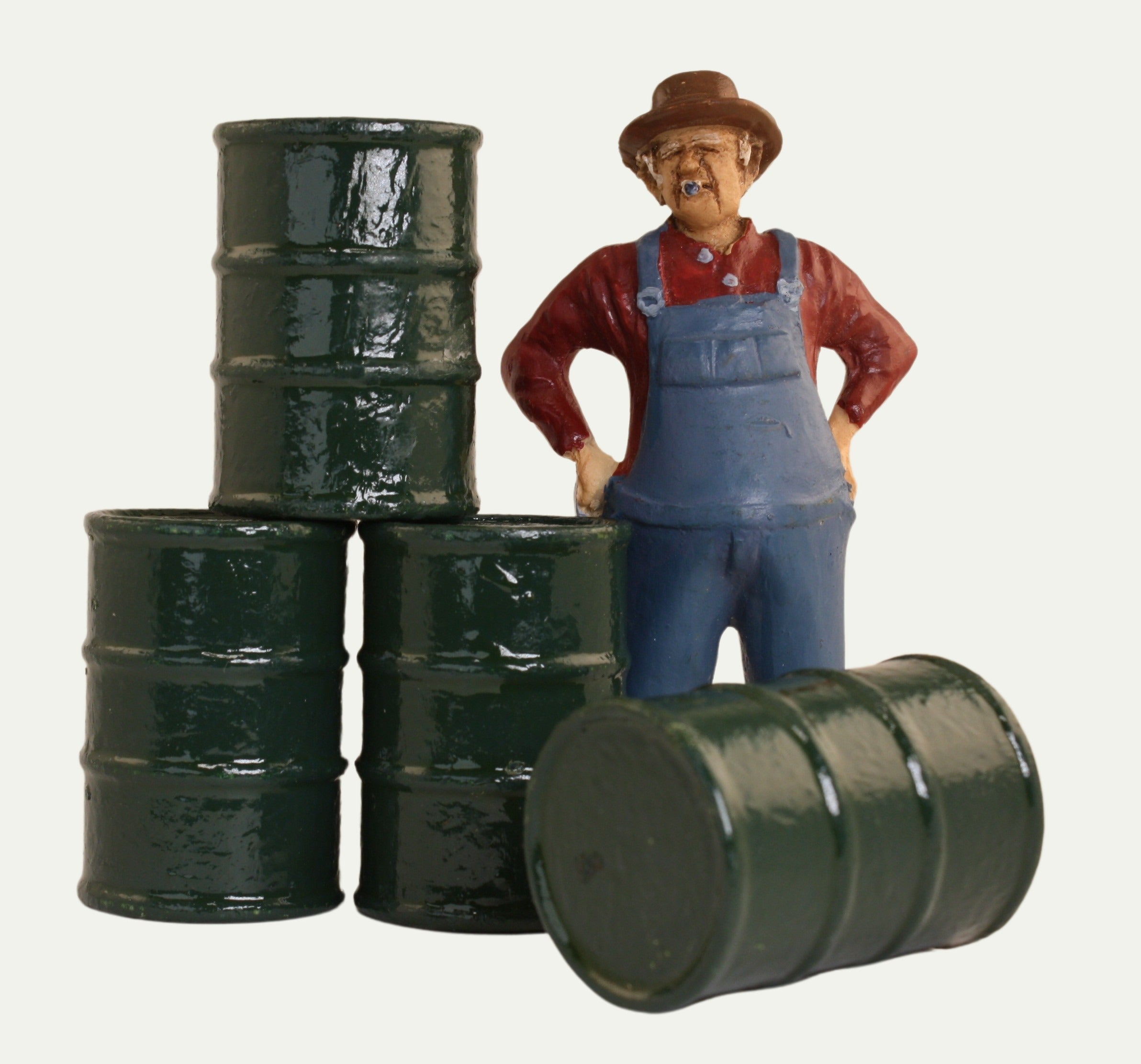 Industrial Barrels - Green - Set of 4 - 1:24 Scale - 101-0606