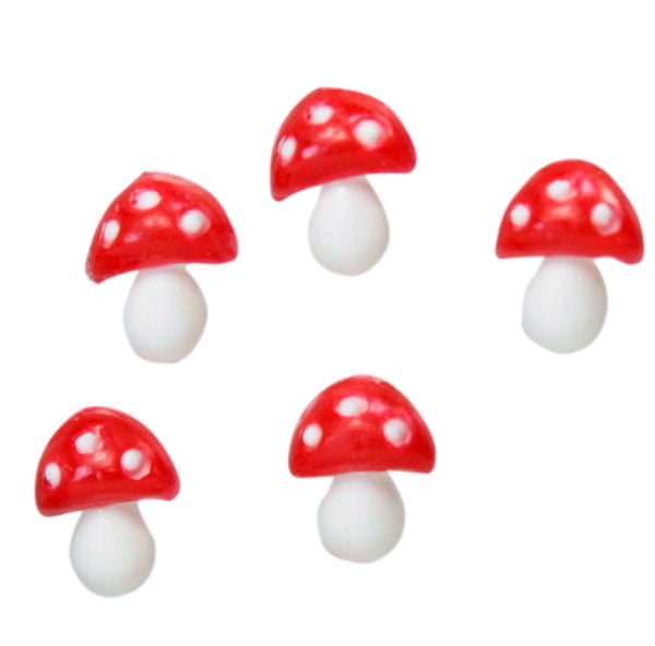 Red - Flatback Mushrooms - Medium -  Set of 10 - 203-3-2504