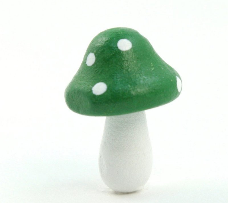 Green - Wood - Hand Crafted - 3/4" Mushrooms 218-0125