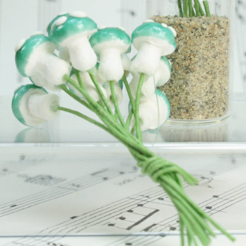 Blue - Small Cotton Mushrooms - 6-002-1B