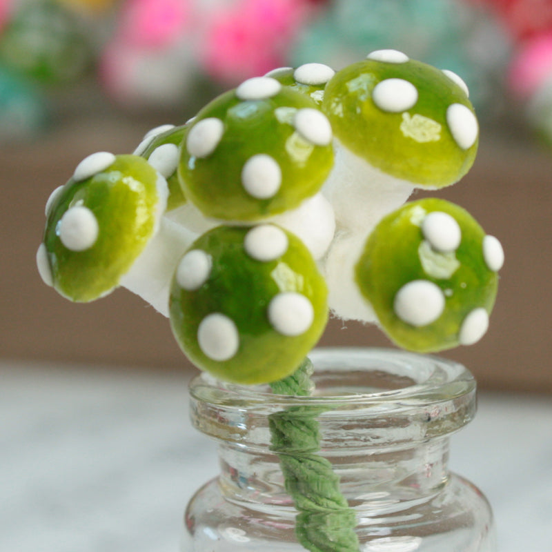 Green - Small Cotton Mushrooms - 6-002-1G