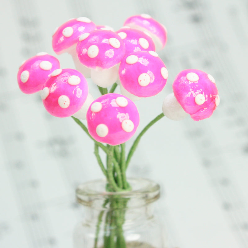 Pink - Small Cotton Mushrooms - 6-002-1P