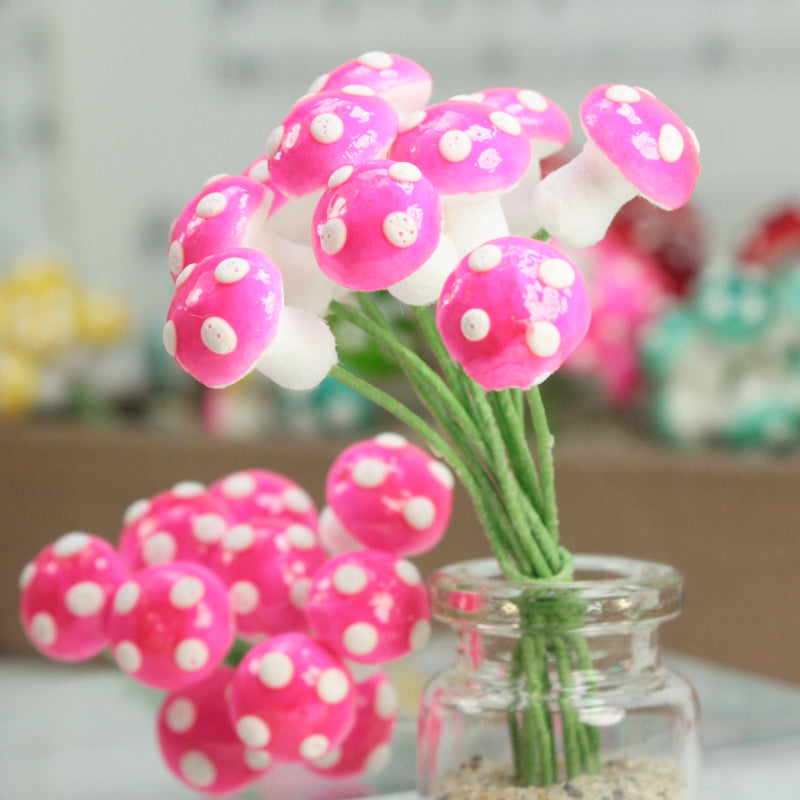 Pink - Small Cotton Mushrooms - 6-002-1P