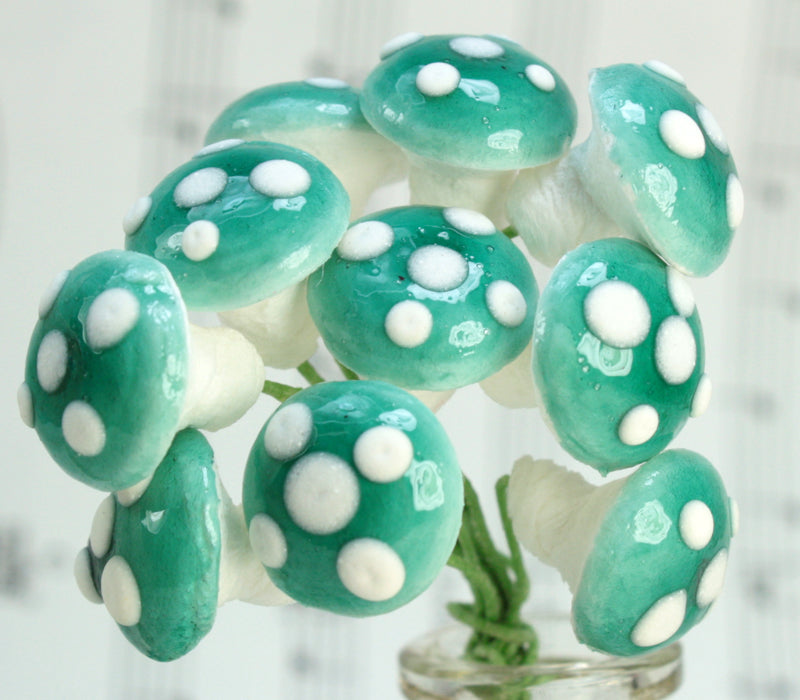 Blue - Pale Blue Spun Cotton Mushrooms - 6-001-1B