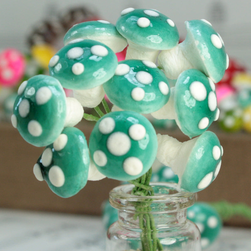 Blue - Pale Blue Spun Cotton Mushrooms - 6-001-1B