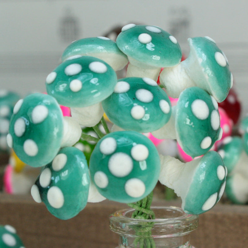 Blue - Pale Blue Spun Cotton Mushrooms - 6-001-1B